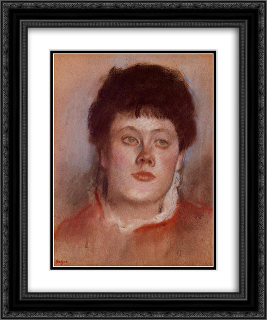 Portrait of a Woman 20x24 Black Ornate Wood Framed Art Print Poster with Double Matting by Degas, Edgar