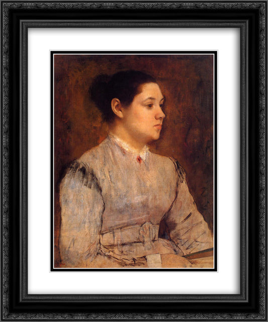 Portrait of a Young Woman 20x24 Black Ornate Wood Framed Art Print Poster with Double Matting by Degas, Edgar