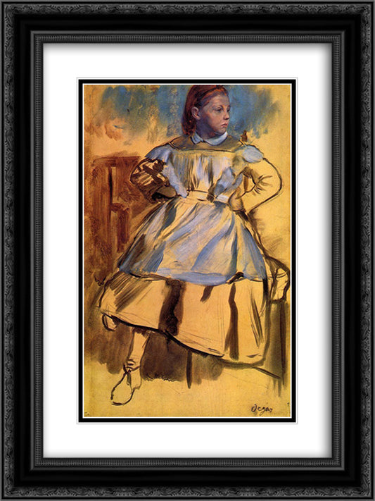 Portrait of Giulia Bellelli (sketch) 18x24 Black Ornate Wood Framed Art Print Poster with Double Matting by Degas, Edgar