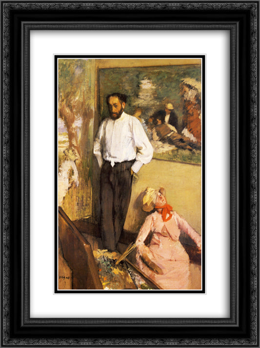Portrait of Henri Michel-Levy in his studio 18x24 Black Ornate Wood Framed Art Print Poster with Double Matting by Degas, Edgar