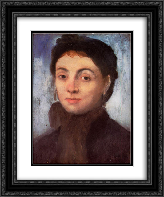 Portrait of Josephine Gaujelin 20x24 Black Ornate Wood Framed Art Print Poster with Double Matting by Degas, Edgar