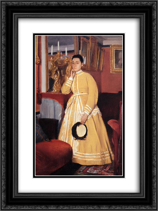 Portrait of Madame Edmondo Morbilli, born Therese De Gas 18x24 Black Ornate Wood Framed Art Print Poster with Double Matting by Degas, Edgar
