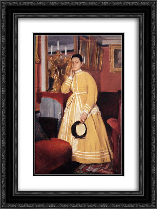 Portrait of Madame Edmondo Morbilli, born Therese De Gas 18x24 Black Ornate Wood Framed Art Print Poster with Double Matting by Degas, Edgar