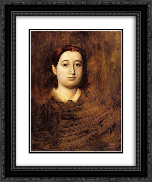 Portrait of Madame Edmondo Morbilli 20x24 Black Ornate Wood Framed Art Print Poster with Double Matting by Degas, Edgar