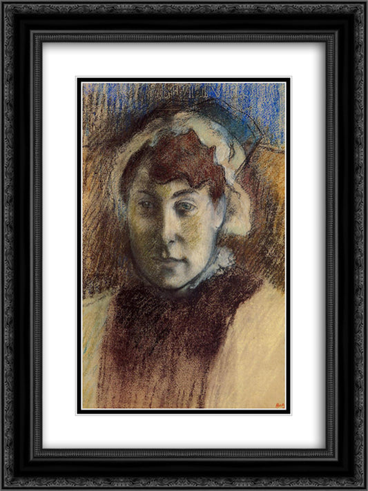 Portrait of Madame Ernest May 18x24 Black Ornate Wood Framed Art Print Poster with Double Matting by Degas, Edgar