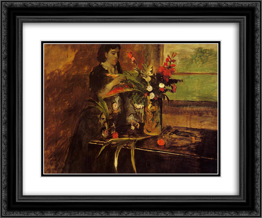 Portrait of Mme. Rene De Gas, born Estelle Musson 24x20 Black Ornate Wood Framed Art Print Poster with Double Matting by Degas, Edgar