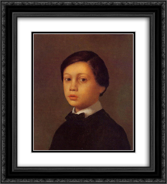 Portrait of Rene De Gas 20x22 Black Ornate Wood Framed Art Print Poster with Double Matting by Degas, Edgar
