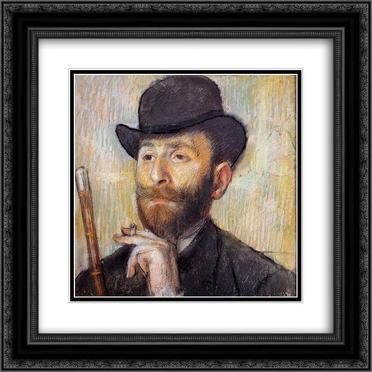 Portrait of Zacherie Zacharian 20x20 Black Ornate Wood Framed Art Print Poster with Double Matting by Degas, Edgar