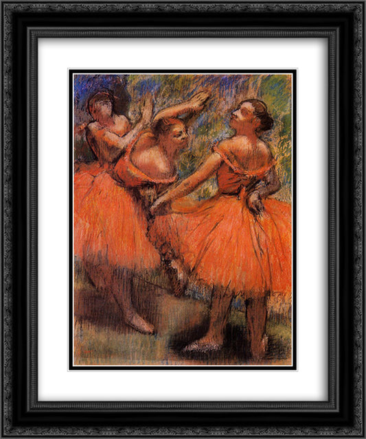 Red Ballet Skirts 20x24 Black Ornate Wood Framed Art Print Poster with Double Matting by Degas, Edgar