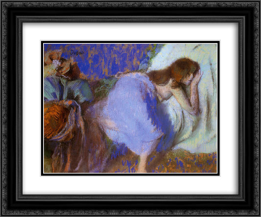 Rest 24x20 Black Ornate Wood Framed Art Print Poster with Double Matting by Degas, Edgar