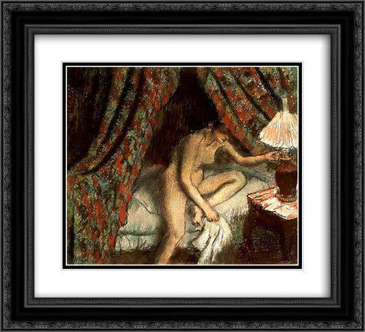 Retiring 22x20 Black Ornate Wood Framed Art Print Poster with Double Matting by Degas, Edgar
