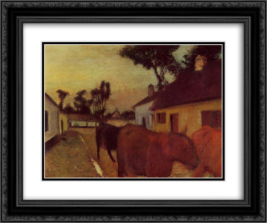 Return of the Herd 24x20 Black Ornate Wood Framed Art Print Poster with Double Matting by Degas, Edgar