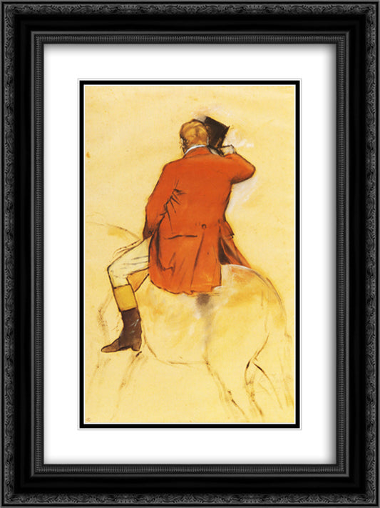 Rider in a Red Coat 18x24 Black Ornate Wood Framed Art Print Poster with Double Matting by Degas, Edgar