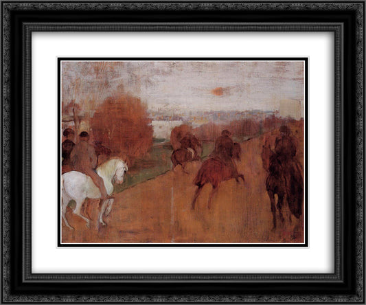 Riders on a Road 24x20 Black Ornate Wood Framed Art Print Poster with Double Matting by Degas, Edgar