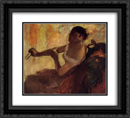 Rose Caron 22x20 Black Ornate Wood Framed Art Print Poster with Double Matting by Degas, Edgar