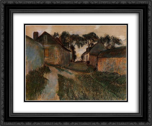 Rue Quesnoy, Saint-Valery-sur-Somme 24x20 Black Ornate Wood Framed Art Print Poster with Double Matting by Degas, Edgar