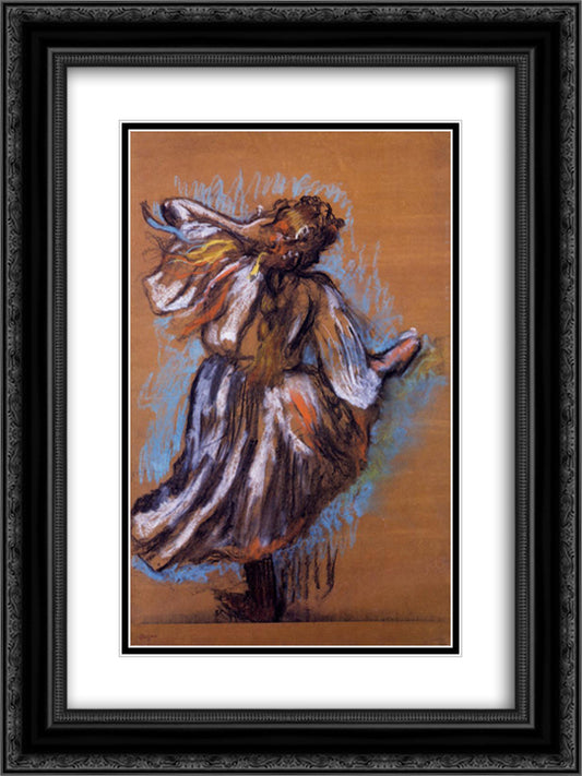 Russian Dancer 18x24 Black Ornate Wood Framed Art Print Poster with Double Matting by Degas, Edgar