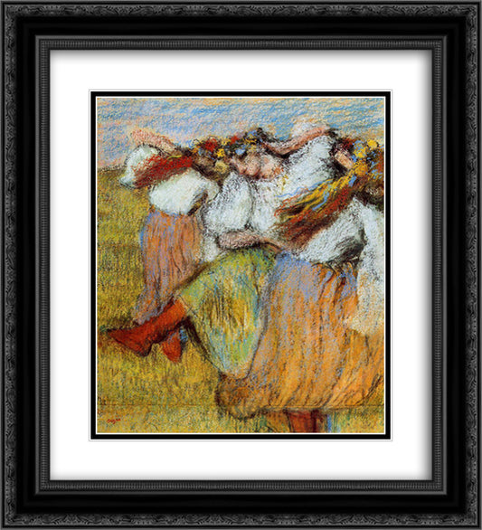 Russian Dancers 20x22 Black Ornate Wood Framed Art Print Poster with Double Matting by Degas, Edgar