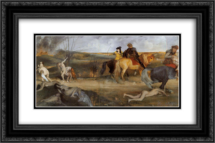 Scene of War in the Middle Ages 24x16 Black Ornate Wood Framed Art Print Poster with Double Matting by Degas, Edgar