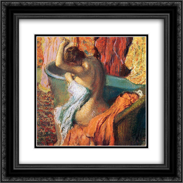 Seated Bather 20x20 Black Ornate Wood Framed Art Print Poster with Double Matting by Degas, Edgar