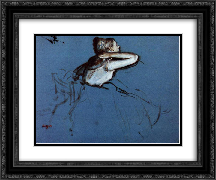 Seated Dancer in Profile 24x20 Black Ornate Wood Framed Art Print Poster with Double Matting by Degas, Edgar