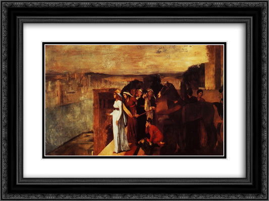 Semiramis Building Babylon 24x18 Black Ornate Wood Framed Art Print Poster with Double Matting by Degas, Edgar