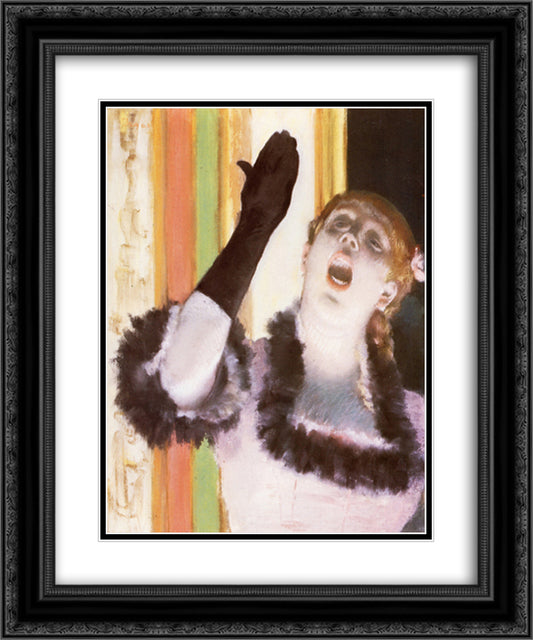 Singer with a glove 20x24 Black Ornate Wood Framed Art Print Poster with Double Matting by Degas, Edgar