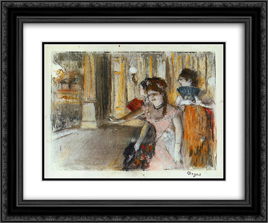 Singers on Stage 24x20 Black Ornate Wood Framed Art Print Poster with Double Matting by Degas, Edgar