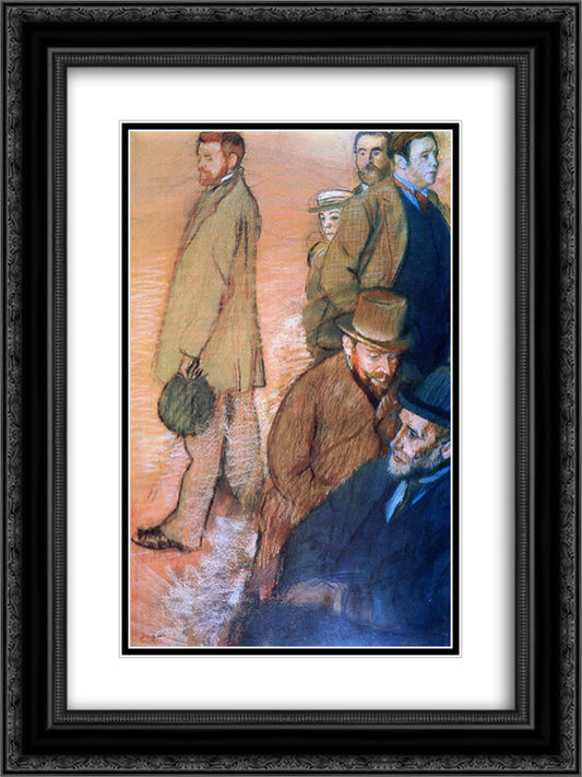 Six Friends of the Artist 18x24 Black Ornate Wood Framed Art Print Poster with Double Matting by Degas, Edgar