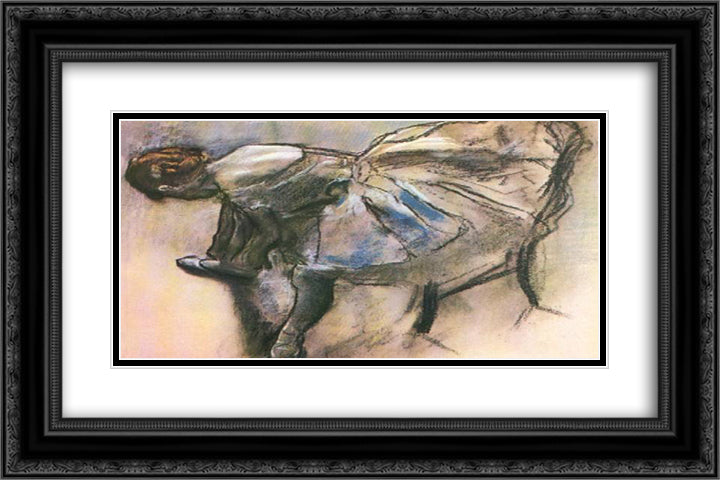 Slippers of Ballerina 24x16 Black Ornate Wood Framed Art Print Poster with Double Matting by Degas, Edgar
