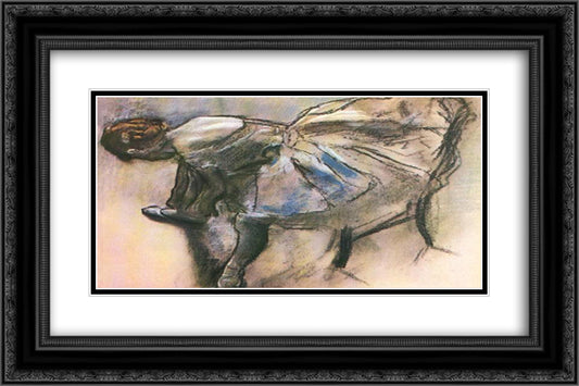 Slippers of Ballerina 24x16 Black Ornate Wood Framed Art Print Poster with Double Matting by Degas, Edgar