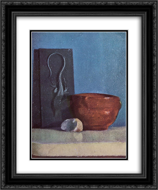 Still Life with Lizard 20x24 Black Ornate Wood Framed Art Print Poster with Double Matting by Degas, Edgar