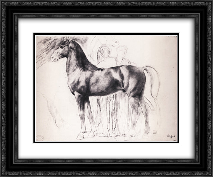Study for Semiramis Building Babylon 24x20 Black Ornate Wood Framed Art Print Poster with Double Matting by Degas, Edgar