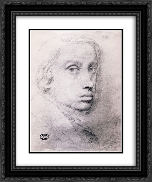 Study for the Self Portrait 20x24 Black Ornate Wood Framed Art Print Poster with Double Matting by Degas, Edgar