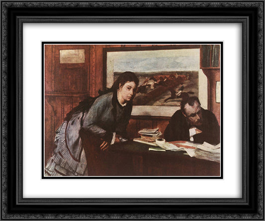 Sulking 24x20 Black Ornate Wood Framed Art Print Poster with Double Matting by Degas, Edgar