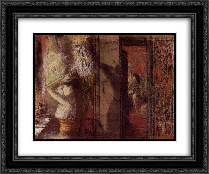 The Actresses Dressing Room 24x20 Black Ornate Wood Framed Art Print Poster with Double Matting by Degas, Edgar
