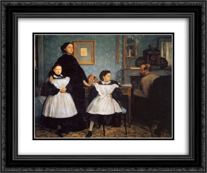 The Belleli Family 24x20 Black Ornate Wood Framed Art Print Poster with Double Matting by Degas, Edgar