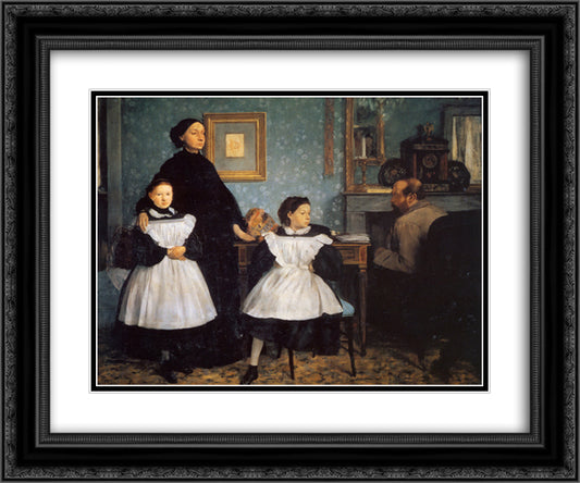 The Belleli Family 24x20 Black Ornate Wood Framed Art Print Poster with Double Matting by Degas, Edgar