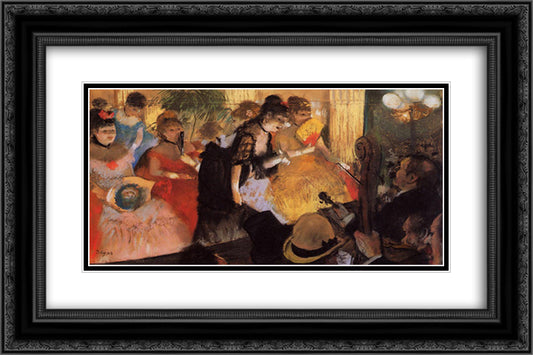 The Cafe Concert 24x16 Black Ornate Wood Framed Art Print Poster with Double Matting by Degas, Edgar