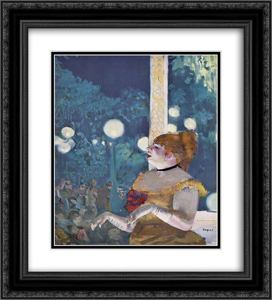 The Cafe Concert (The Song of the Dog) 20x22 Black Ornate Wood Framed Art Print Poster with Double Matting by Degas, Edgar