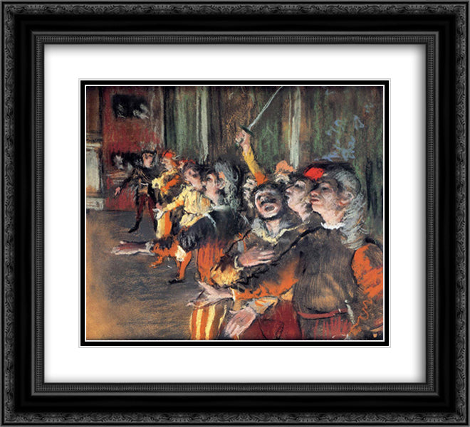 The Chorus 22x20 Black Ornate Wood Framed Art Print Poster with Double Matting by Degas, Edgar