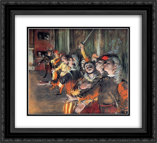 The Chorus 22x20 Black Ornate Wood Framed Art Print Poster with Double Matting by Degas, Edgar