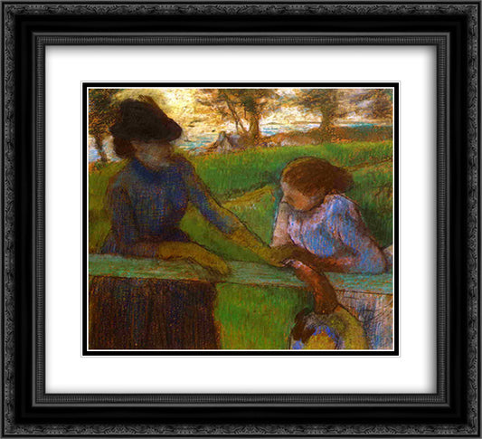 The Conversation 22x20 Black Ornate Wood Framed Art Print Poster with Double Matting by Degas, Edgar