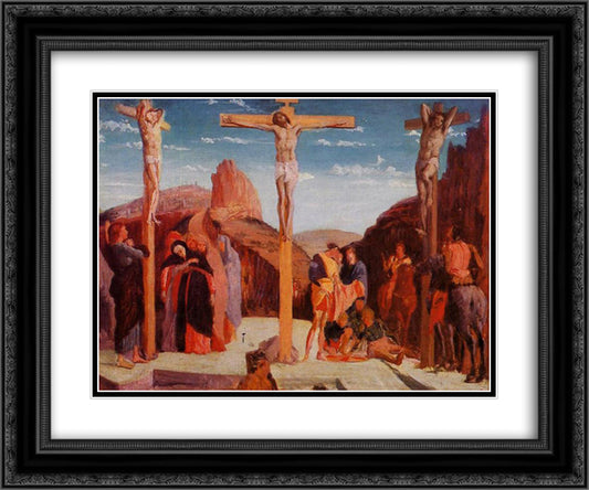 The Crucifixion (after Mantegna) 24x20 Black Ornate Wood Framed Art Print Poster with Double Matting by Degas, Edgar