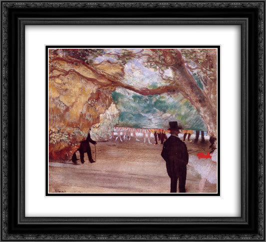 The Curtain 22x20 Black Ornate Wood Framed Art Print Poster with Double Matting by Degas, Edgar