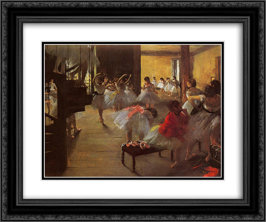 The Dance Class 24x20 Black Ornate Wood Framed Art Print Poster with Double Matting by Degas, Edgar
