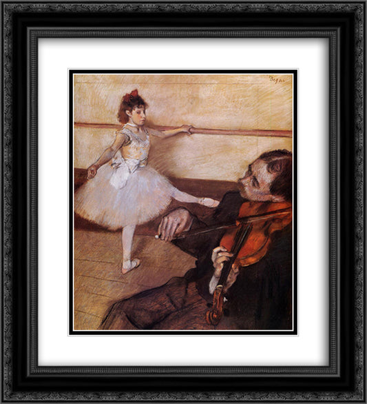The Dance Lesson 20x22 Black Ornate Wood Framed Art Print Poster with Double Matting by Degas, Edgar
