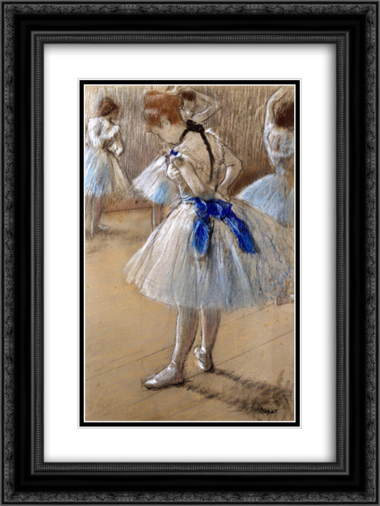 The Dance Studio 18x24 Black Ornate Wood Framed Art Print Poster with Double Matting by Degas, Edgar