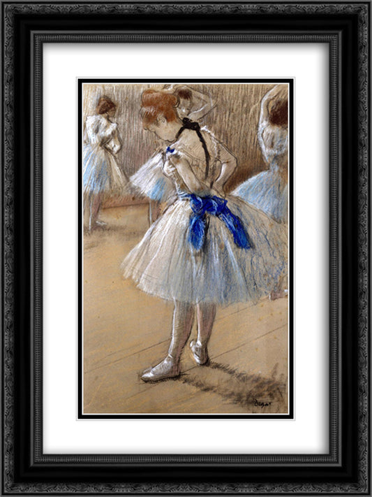 The Dance Studio 18x24 Black Ornate Wood Framed Art Print Poster with Double Matting by Degas, Edgar