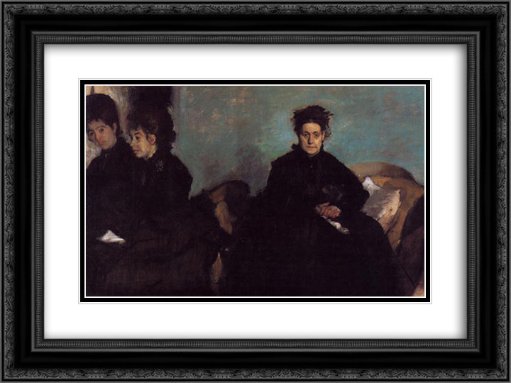 The Duchess de Montejasi and her daughters Elena and Camilla 24x18 Black Ornate Wood Framed Art Print Poster with Double Matting by Degas, Edgar